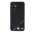 Samsung Galaxy S24 BMW M PU Leather Carbon MagSafe tok – Tricolor Line (Fekete) - BMHMS24S23PUDTK