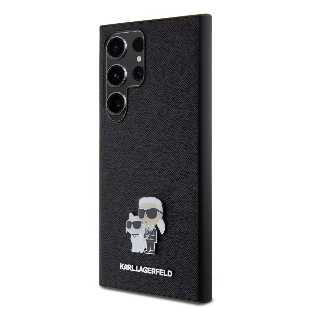 Samsung Galaxy S24 Ultra Karl Lagerfeld PU Saffiano Metal Karl and Choupette tok (Fekete) – KLHCS24LPSAKCMPK