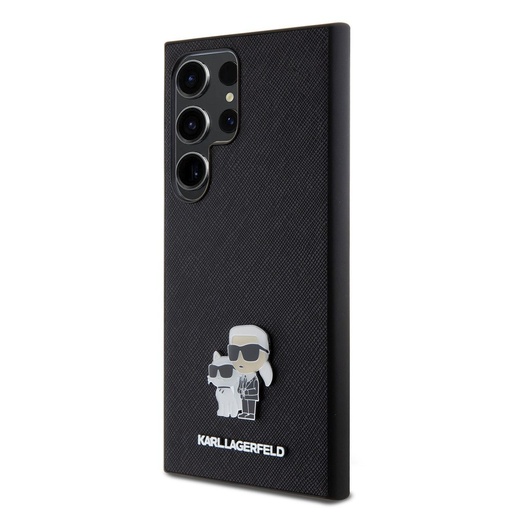 Samsung Galaxy S24 Ultra Karl Lagerfeld PU Saffiano Metal Karl and Choupette tok (Fekete) – KLHCS24LPSAKCMPK