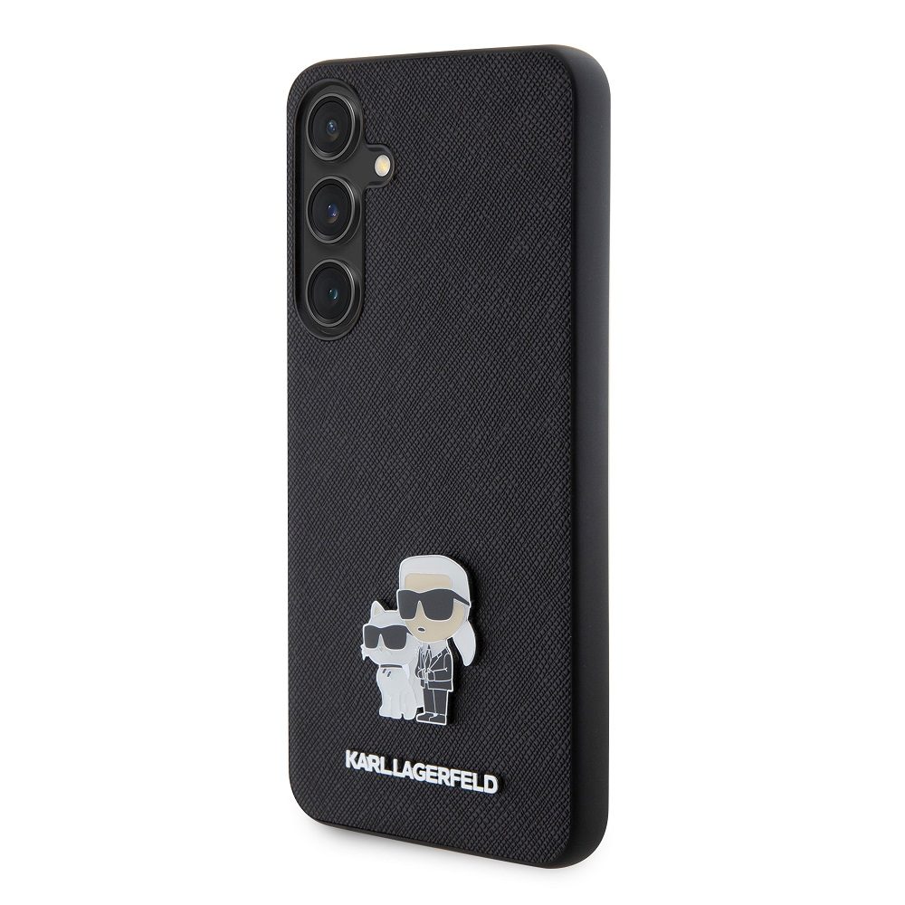 Samsung Galaxy S24+ Karl Lagerfeld PU Saffiano Metal Karl and Choupette tok (Fekete) – KLHCS24MPSAKCMPK