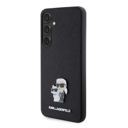 Samsung Galaxy S24+ Karl Lagerfeld PU Saffiano Metal Karl and Choupette tok (Fekete) – KLHCS24MPSAKCMPK