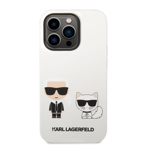 Apple iPhone 14 Pro Max Karl Lagerfeld & Choupette folyékony szilikontok (Fehér) – KLHCP14XSSKCW
