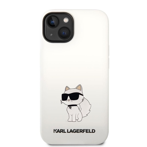 Apple iPhone 14 Plus Karl Lagerfeld Liquid Silicone Choupette NFT tok (Fehér) – KLHCP14MSNCHBCH