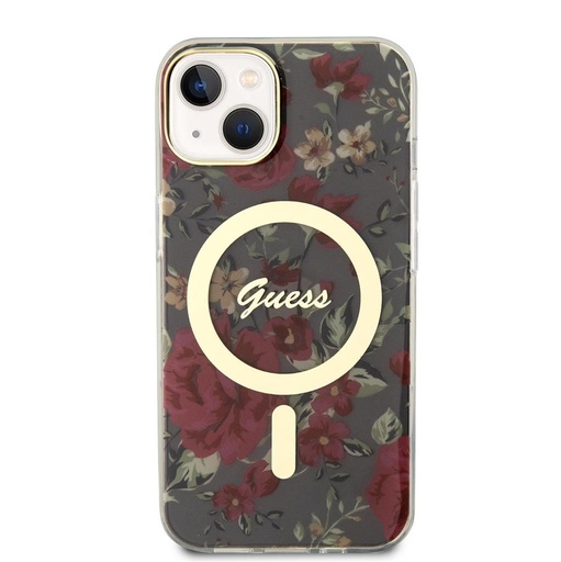 Apple iPhone 14 Guess Flowers IML MagSafe tok (Khaki) - GUHMP14SHCFWSA