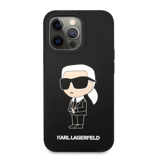 Apple iPhone 13 Pro Karl Lagerfeld Liquid Silicone Ikonik NFT tok (Fekete) – KLHCP13LSNIKBCK