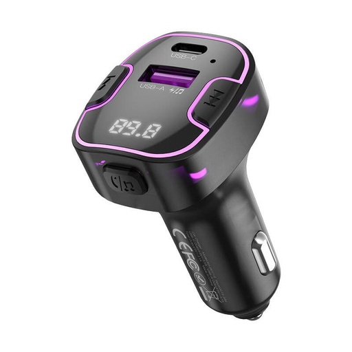 XO BCC12 autós töltő és FM transmitter 1xUSB-A és 1xUSB-C csatlakozóval 3.1A teljesítménnyelfekete