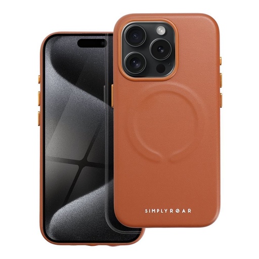Apple iPhone 15 Pro Roar Leather magsafe hátlap tok (Barna)