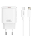 XO CE25 PD 25W gyorstöltő (Fehér) – USB-C csatlakozó, Lightning kábellel