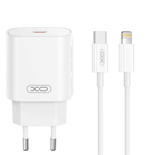 XO CE25 PD 25W gyorstöltő (Fehér) – USB-C csatlakozó, Lightning kábellel