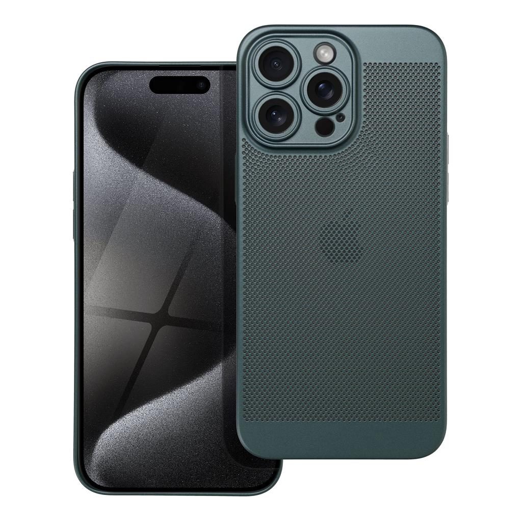 Apple iPhone 15 Pro Max Breezy lyukacsos műanyag hátlap tok (Zöld)
