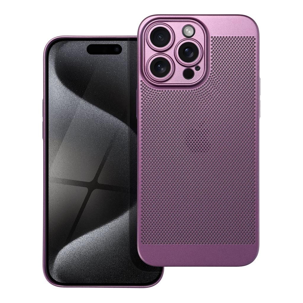 Apple iPhone 15 Pro Max Breezy lyukacsos műanyag hátlap tok (Lila)