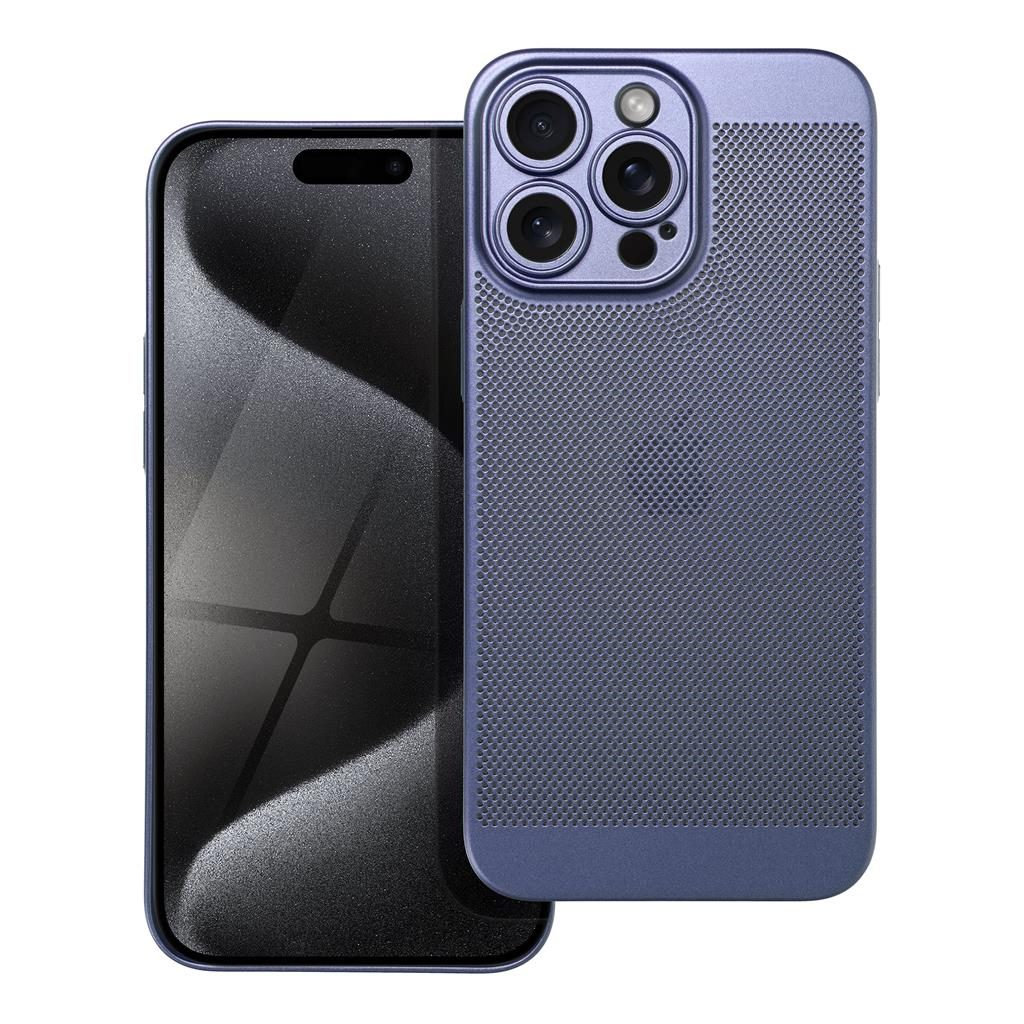 Apple iPhone 15 Pro Max Breezy lyukacsos műanyag hátlap tok (Kék)