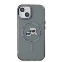 Apple iPhone 15 Karl Lagerfeld IML K&CH Heads Metal Frame MagSafe tok (Fekete) – KLHMP15SHLSKCK