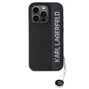 Apple iPhone 15 Pro Max Karl Lagerfeld PU Saffiano Rhinestone Charm tok (Fekete) – KLHCP15XPSAKDGCK