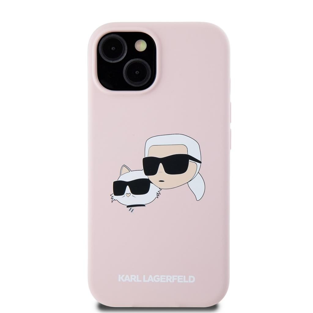 Apple iPhone 15 Karl Lagerfeld Liquid Silicone Double Heads MagSafe tok (Rózsaszín) – KLHMP15SSKCHPPLP