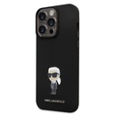 Apple iPhone 15 Pro Max Black Karl Lagerfeld Liquid Silicone Metal Ikonik tok (Fekete) – KLHCP15XSMHKNPK