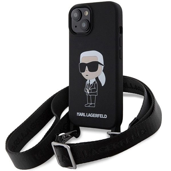Apple iPhone 15 (Fekete) Karl Lagerfeld Crossbody Silicone Ikonik tok - KLHCP15SSCBSKNK