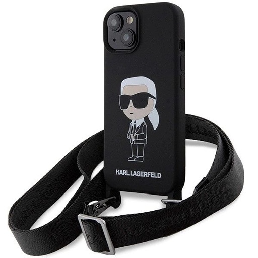 Apple iPhone 15 (Fekete) Karl Lagerfeld Crossbody Silicone Ikonik tok - KLHCP15SSCBSKNK