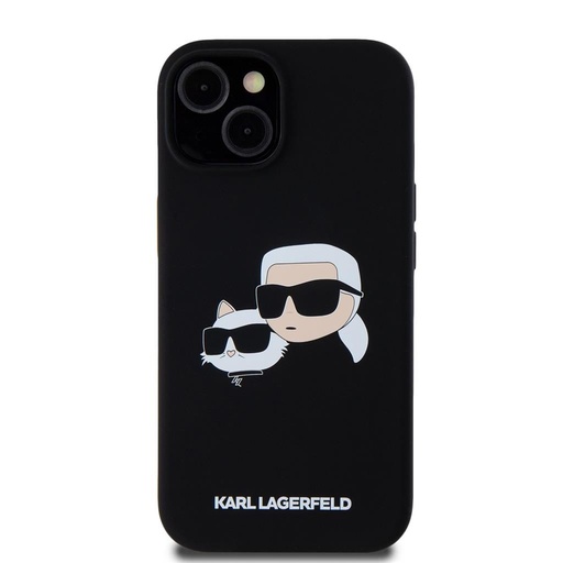 Apple iPhone 15 Black Karl Lagerfeld Liquid Silicone Double Heads MagSafe tok (Fekete) – KLHMP15SSKCHPPLK