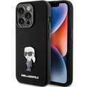 Apple iPhone 15 Pro Karl Lagerfeld Silicone Ikonik Metal Pin hátlap tok (Fekete - KLHCP15LSMHHKNPK)