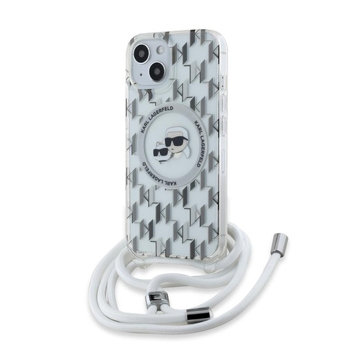 Apple iPhone 15 Karl Lagerfeld IML Monogram Crossbody K&CH Heads MagSafe tok (Átlátszó) – KLHMP15SHCKCKLCT