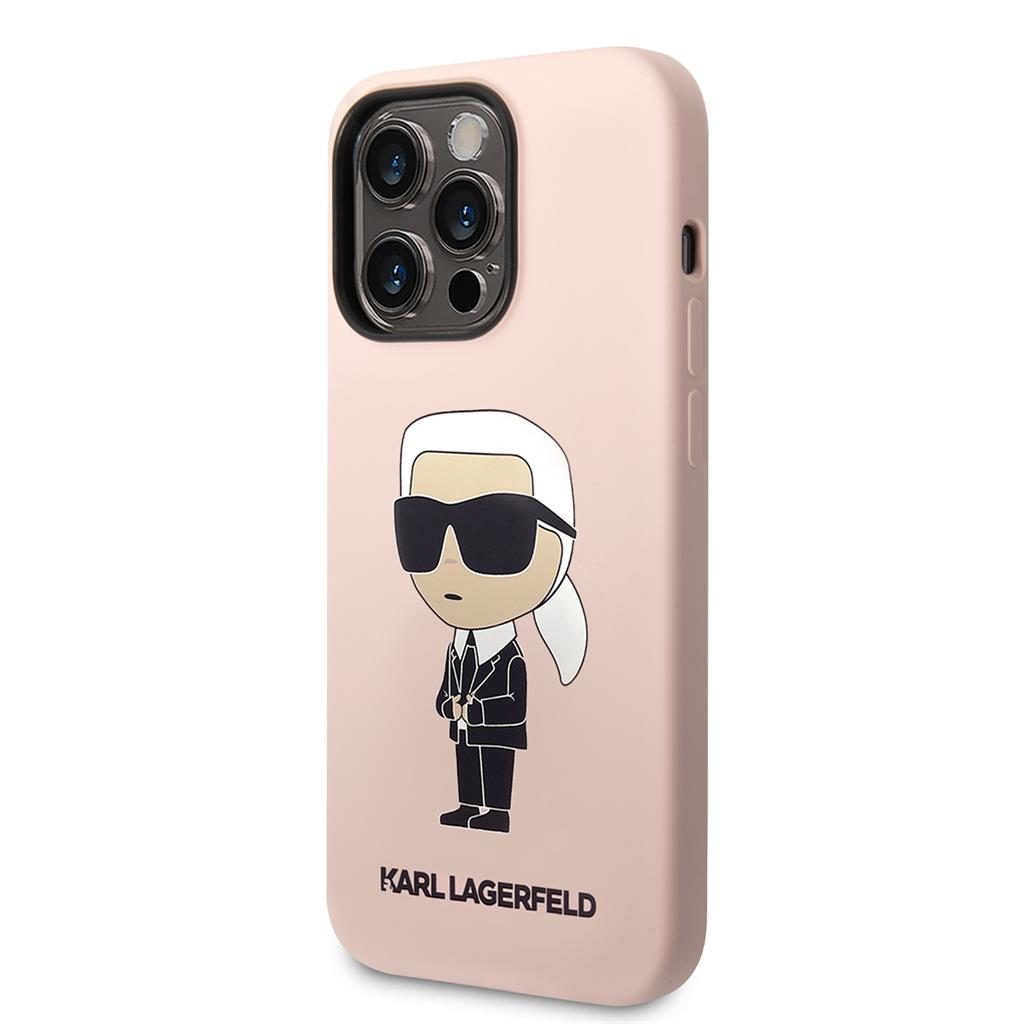 Apple iPhone 15 Pro Max Karl Lagerfeld Liquid Silicone Ikonik NFT tok (Rózsaszín) – KLHCP15XSNIKBCP