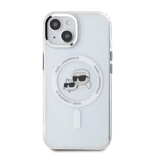 Apple iPhone 15 Karl Lagerfeld IML K&CH Heads Metal Frame MagSafe tok (Átlátszó) – KLHMP15SHLSKCH