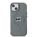 Apple iPhone 15 Karl Lagerfeld IML Choupette Head Metal Frame MagSafe tok (Fekete) – KLHMP15SHLSCHK