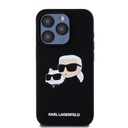 Apple iPhone 15 Pro Black Karl Lagerfeld Liquid Silicone Double Heads MagSafe tok (Fekete) – KLHMP15LSKCHPPLK