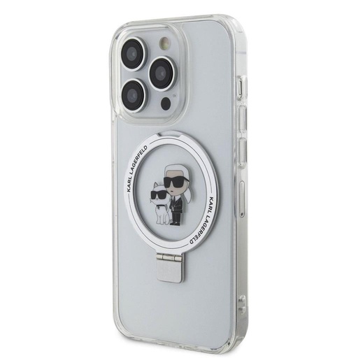 Apple iPhone 15 Pro Max Karl Lagerfeld Ringstand Karl and Choupette MagSafe tok (Fehér) – KLHMP15XHMRSKCH