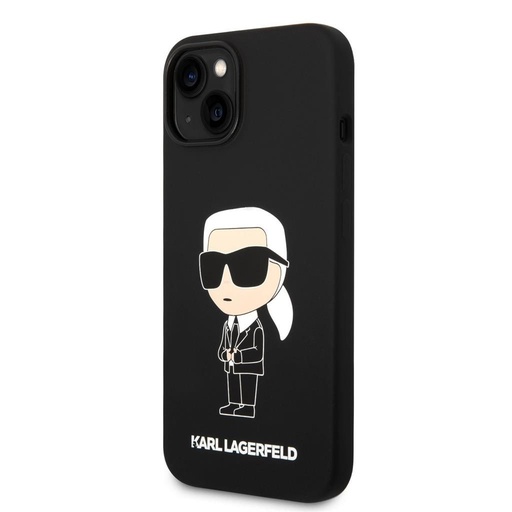 Apple iPhone 15 Karl Lagerfeld Liquid Silicone Ikonik NFT tok (Fekete) – KLHCP15SSNIKBCK
