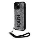 Apple iPhone 15 Karl Lagerfeld Sequins Reversible tok (Fekete/Ezüst) – KLHCP15SPSQRKS