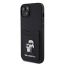 Apple iPhone 15 Karl Lagerfeld PU Saffiano Card Slot Metal Karl and Choupette tok (Fekete) – KLHCP15SSAPKCNPK