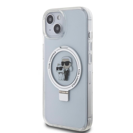 Apple iPhone 15 Karl Lagerfeld Ringstand Karl and Choupette MagSafe tok (Fehér) – KLHMP15SHMRSKCH