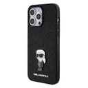 Apple iPhone 15 Pro Max Karl Lagerfeld Fixed Glitter Metal Ikonik tok (Fekete) – KLHCP15XGKNPSK