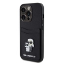Apple iPhone 15 Pro Karl Lagerfeld PU Saffiano Card Slot Metal Karl and Choupette tok (Fekete) – KLHCP15LSAPKCNPK