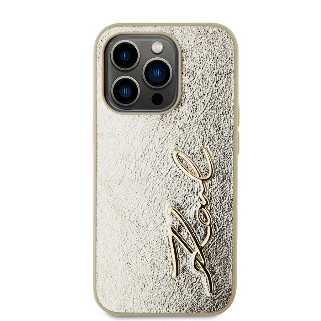 Apple iPhone 15 Pro Max Karl Lagerfeld Wrinkled Signature tok (Arany) – KLHCP15XPFMFBKMD