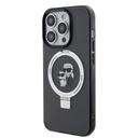 Apple iPhone 15 Pro Max Karl Lagerfeld Ringstand Karl and Choupette MagSafe tok (Fekete) – KLHMP15XHMRSKCK