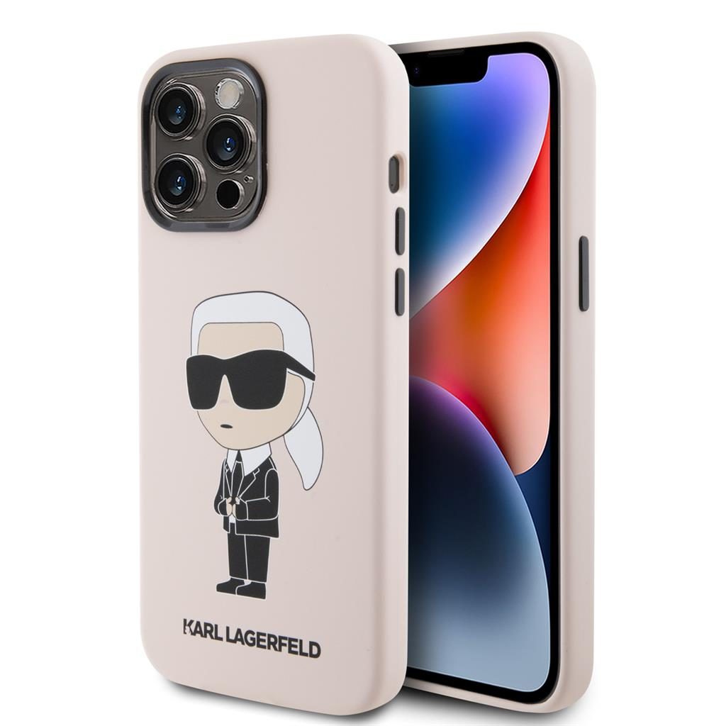 Apple iPhone 15 Pro Karl Lagerfeld Ikonik NFT Silicon tok (Rózsaszín) – KLHCP15LSNIKBCP