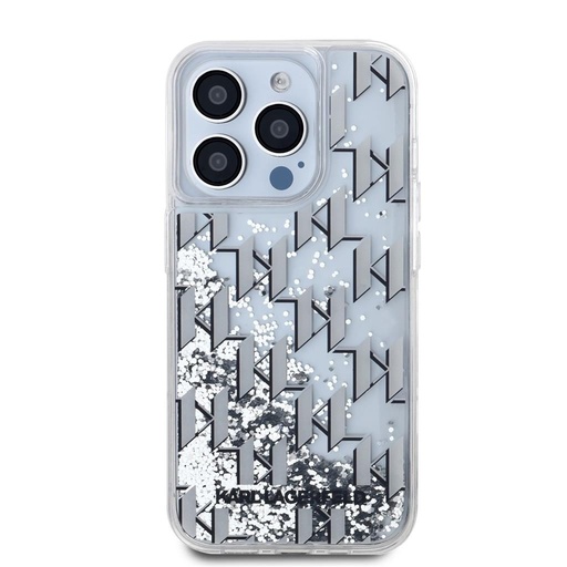 Apple iPhone 15 Pro Max Karl Lagerfeld Liquid Glitter Monogram Gradient tok (Fehér) – KLHCP15XLKLGKCCH