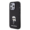 Apple iPhone 15 Pro Karl Lagerfeld Fixed Glitter Metal Ikonik tok (Fekete) – KLHCP15LGKNPSK