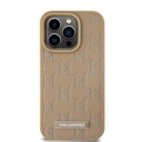 Apple iPhone 15 Pro Karl Lagerfeld PU Leather Monogram Metal Logo MagSafe tok (Bézs) – KLHMP15LPKHPORPE