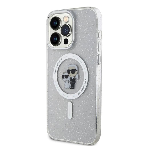 Apple iPhone 15 Pro Max Karl Lagerfeld IML Glitter Karl and Choupette MagSafe tok (Átlátszó) – KLHMP15XHGKCNOT