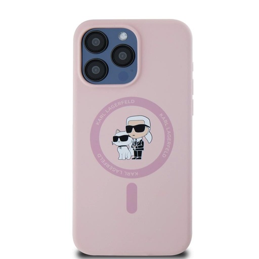 Apple iPhone 15 Pro Max Karl Lagerfeld Liquid Silicone Karl and Choupette MagSafe tok (Rózsaszín) – KLHMP15XSCMKCRHP