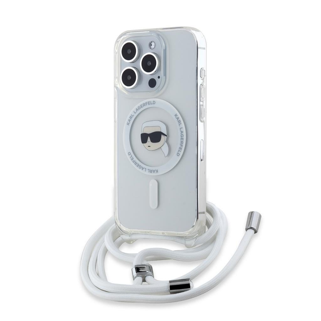 Apple iPhone 15 Pro Karl Lagerfeld IML Crossbody Karl Head MagSafe tok (Átlátszó) – KLHMP15LHCKHNT