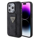 Apple iPhone 15 Pro Guess PU Grip Stand Strass Triangle tok (Fekete) - GUHCP15LPGS4TDK