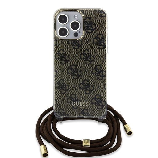 Apple iPhone 15 Pro Guess IML 4G Crossbody Strap tok (Barna) - GUHCP15LH4SEW