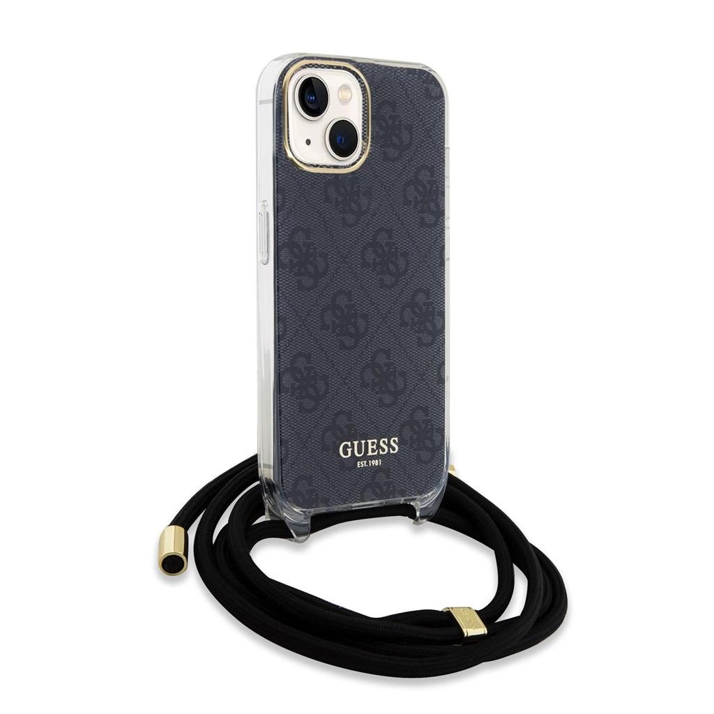Apple iPhone 15 Guess IML 4G Crossbody Strap tok (Fekete) - GUHCP15SHC4SEK