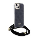 Apple iPhone 15 Guess IML 4G Crossbody Strap tok (Fekete) - GUHCP15SHC4SEK
