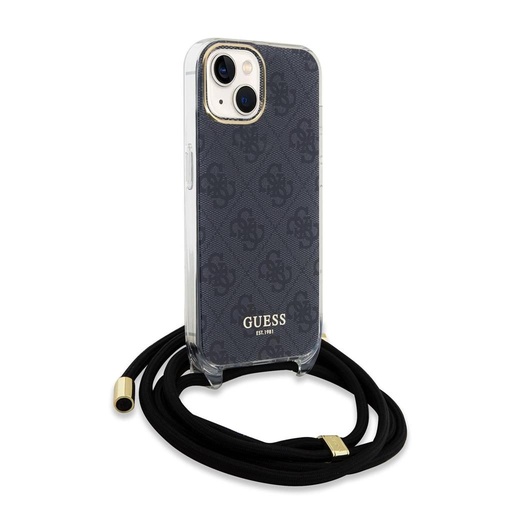 Apple iPhone 15 Guess IML 4G Crossbody Strap tok (Fekete) - GUHCP15SHC4SEK